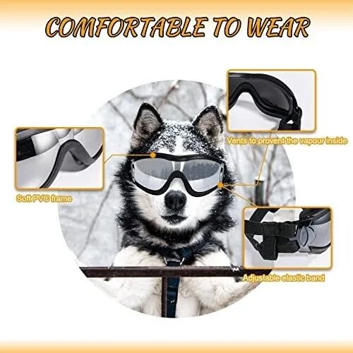 NVTED Dog Sunglasses Dog Goggles UV Protection Wind Protection Dust Protection Fog Protection Pet Glasses Eye Wear Protection with Adjustable Strap