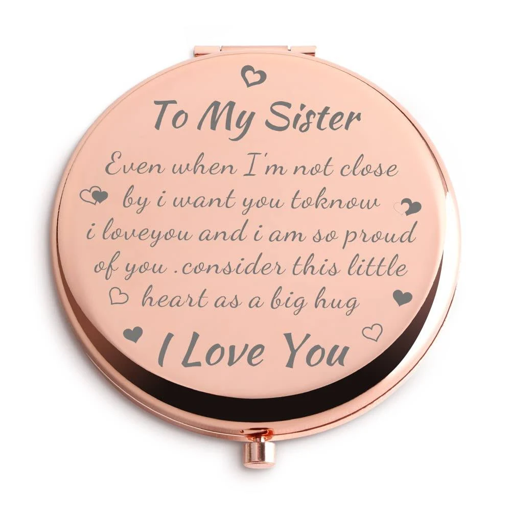 Sister Gifts from Sisters Rose Gold Compact Mirror Sister Birthday Gifts from Sister Unique Gifts Ideals for Sister Bestie Valentines Gifts Graduation Gifts Thanksgiving Gifts Wedding Gifts