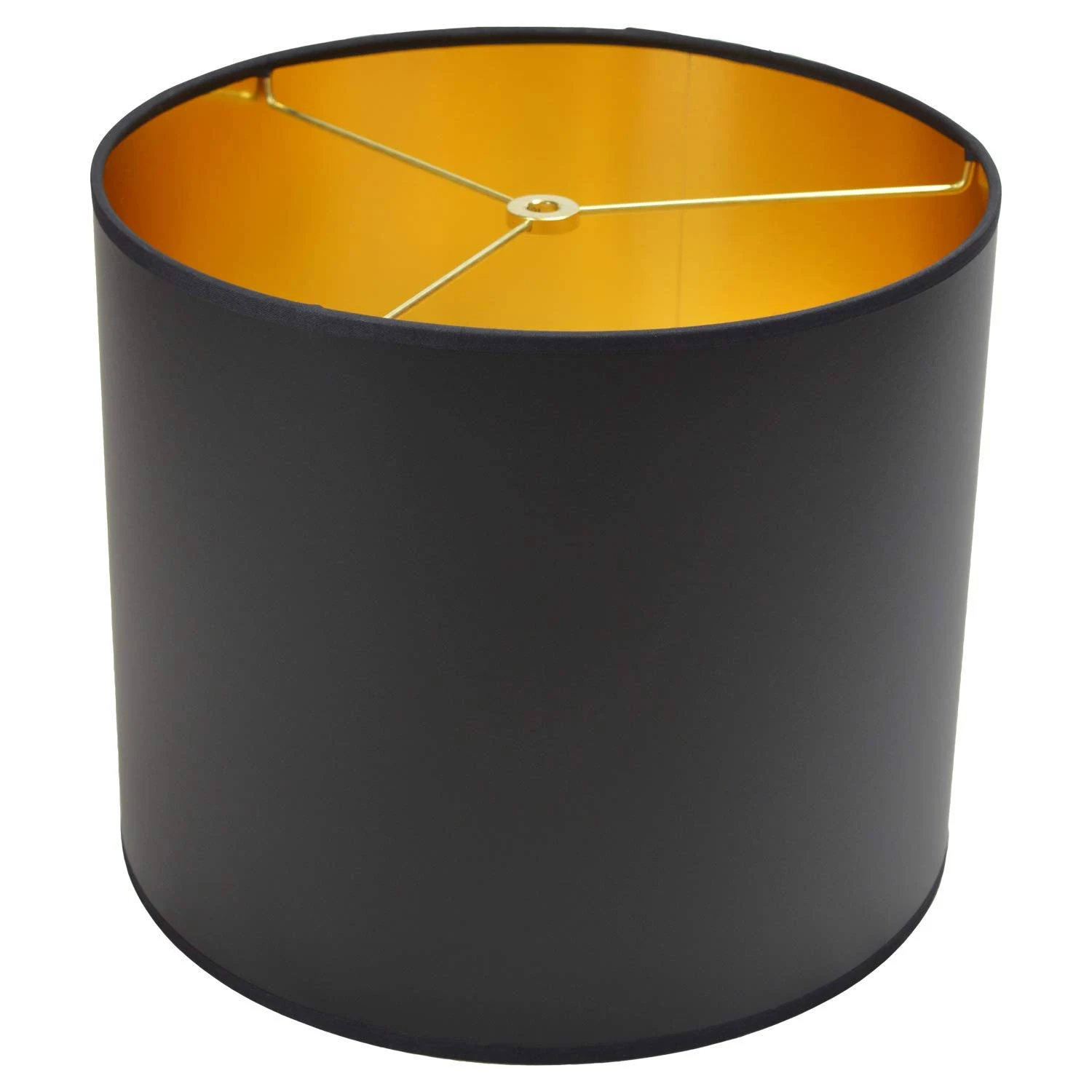 FenchelShades.com 12" Top Diameter x 12" Bottom Diameter 10" Height Paper Drum Lampshade Spider Attachment (Paper Black with Gold)