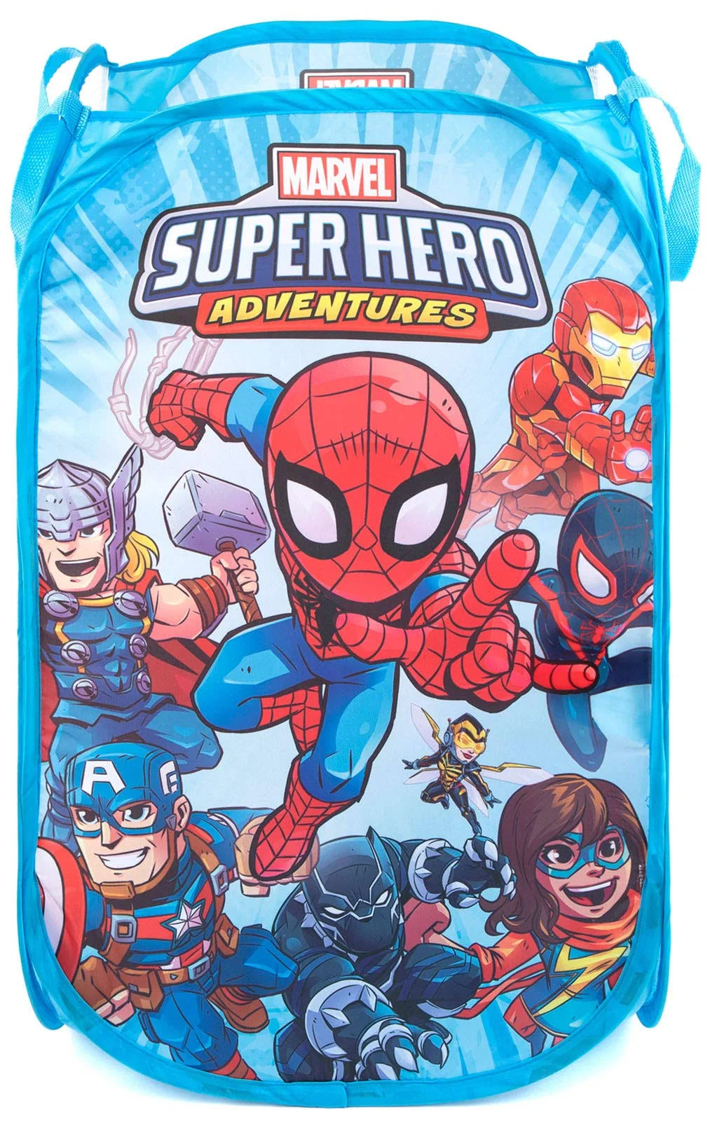 Jay Franco Marvel Super Hero Adventures Pop Up Hamper - Mesh Laundry Basket/Bag