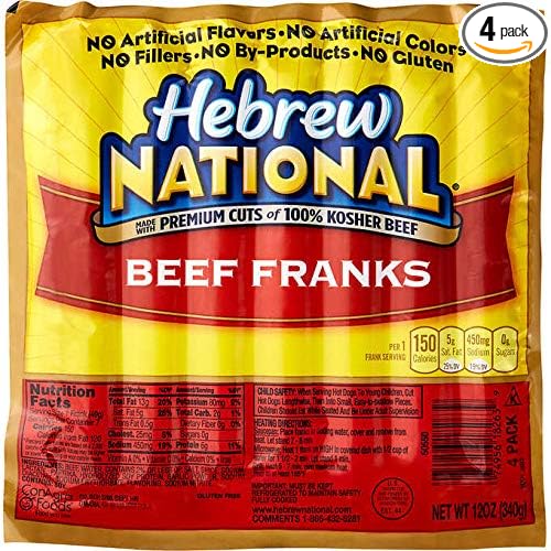 Hebrew National Kosher Family Size Beef Franks Hot Dogs, 34.1 oz, 20 Ct Pack