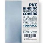 HOUYEE 100 Pack 5 Mil PVC Binding Presentation Covers,Clear Report Covers, Letter Size, 8.5x11 Inches