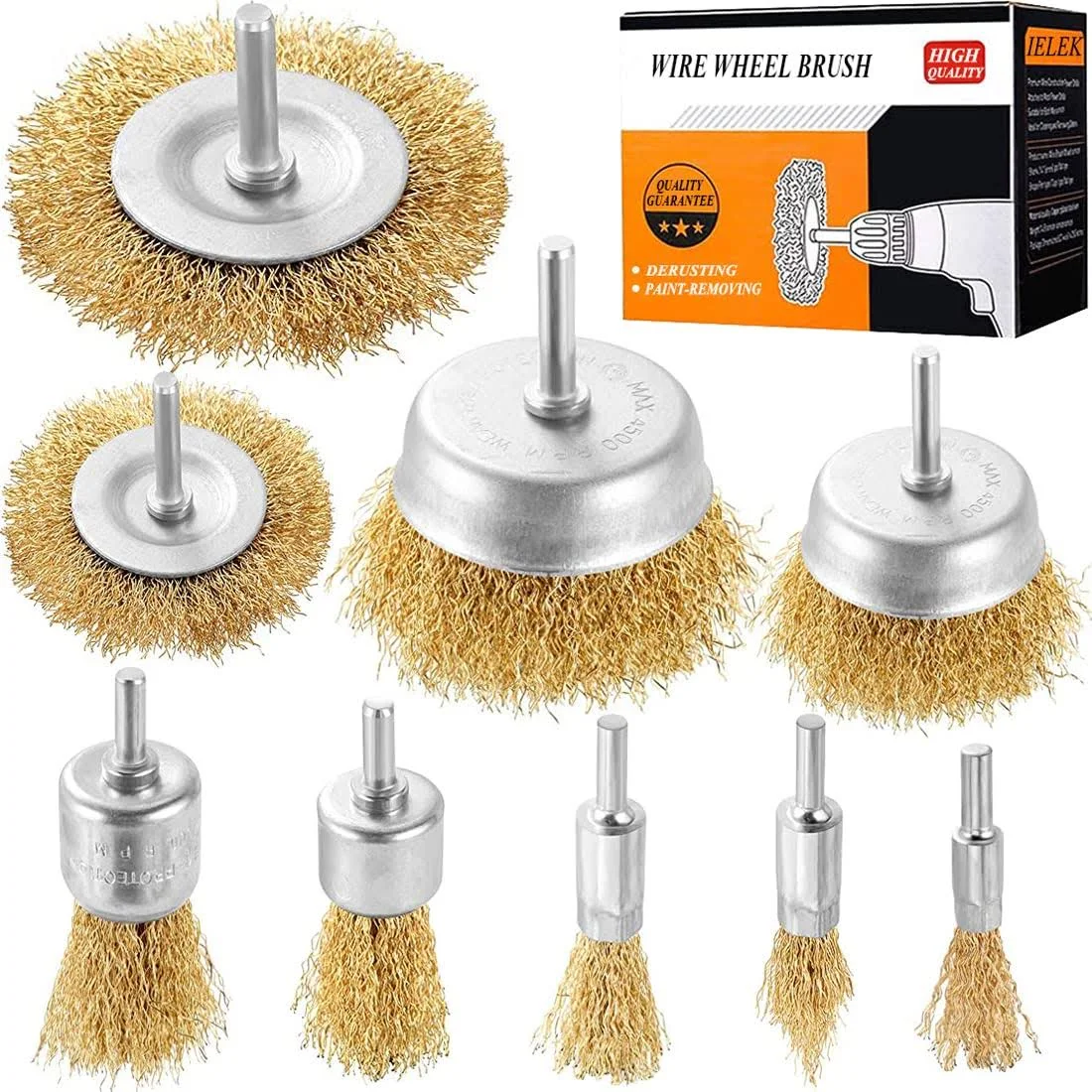 Wire Brush Wheel Steel Cup Brush Set 9 Piece Wire Power Brush For Drill 1/4 Inch