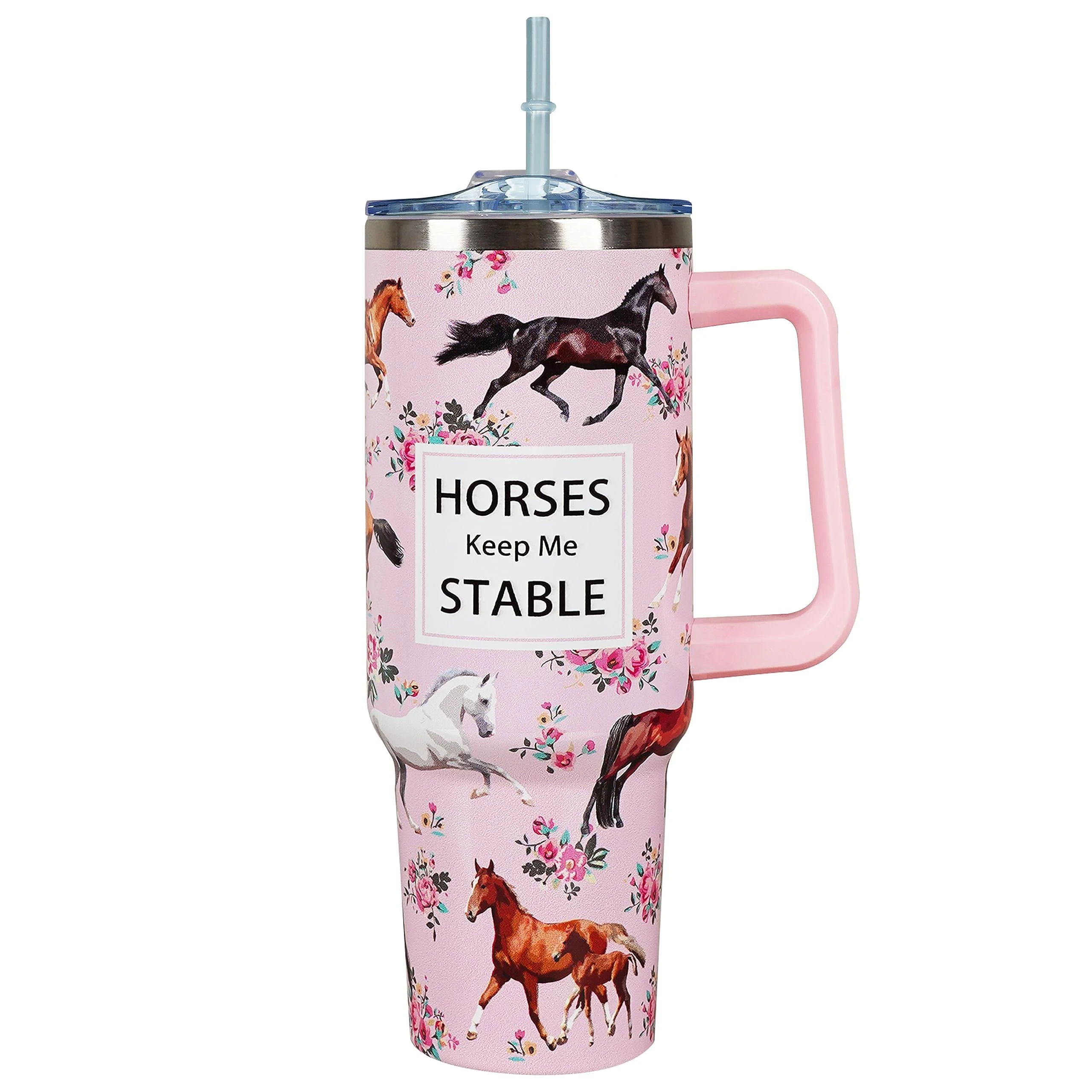 40 oz Tumbler with Handle 40oz Horse Tumbler with Lid Straw Double Insulated ...