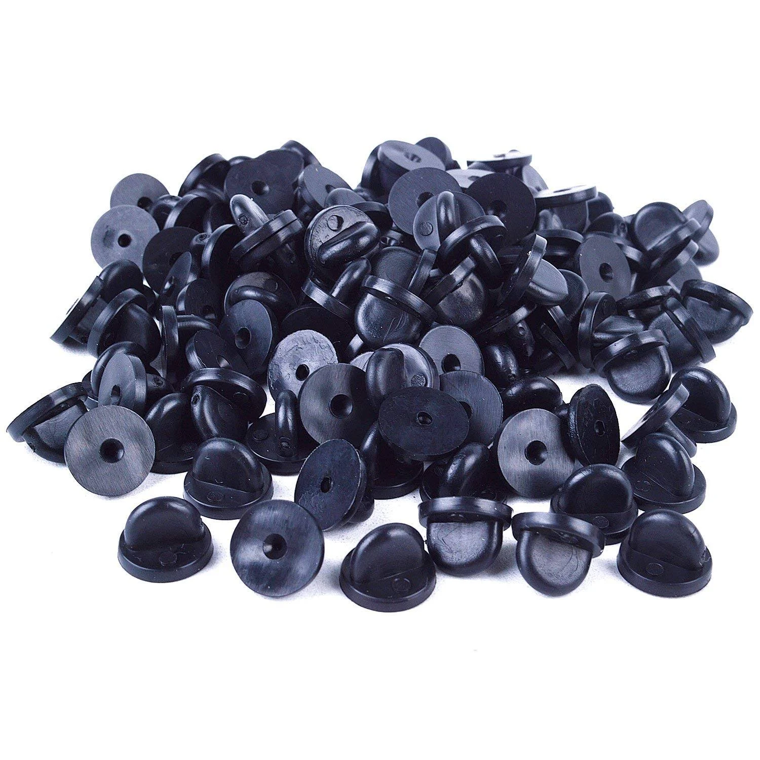 BronaGrand 200pcs PVC Rubber Pin Backs/Pin Keepers for Tie Tack/Lapel Pin (Black Color)