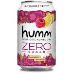 Humm Probiotic Kombucha Zero Sugar Raspberry Lemonade - No Refrigeration Needed, Keto-Friendly, Organic, Vegan, Gluten-Free - 12oz Cans (16 Pack)