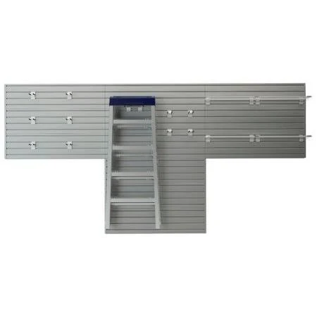 Flow Wall 16 Piece Slatwall Panel Shelf and Hook Storage Set