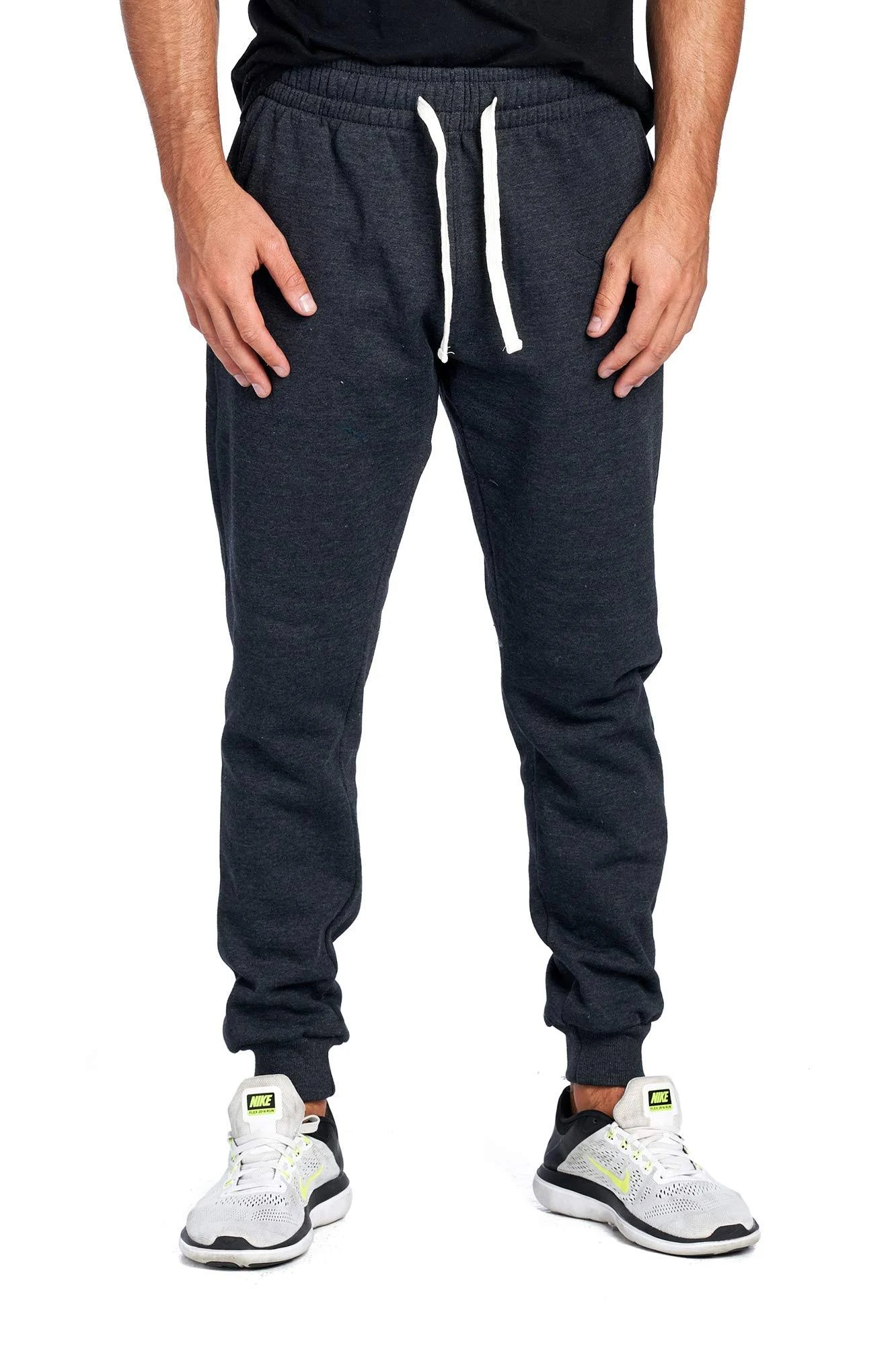 ProGo USA Men's Joggers Sweatpants Basic Fleece Marled Jogger Pant Elastic Waist