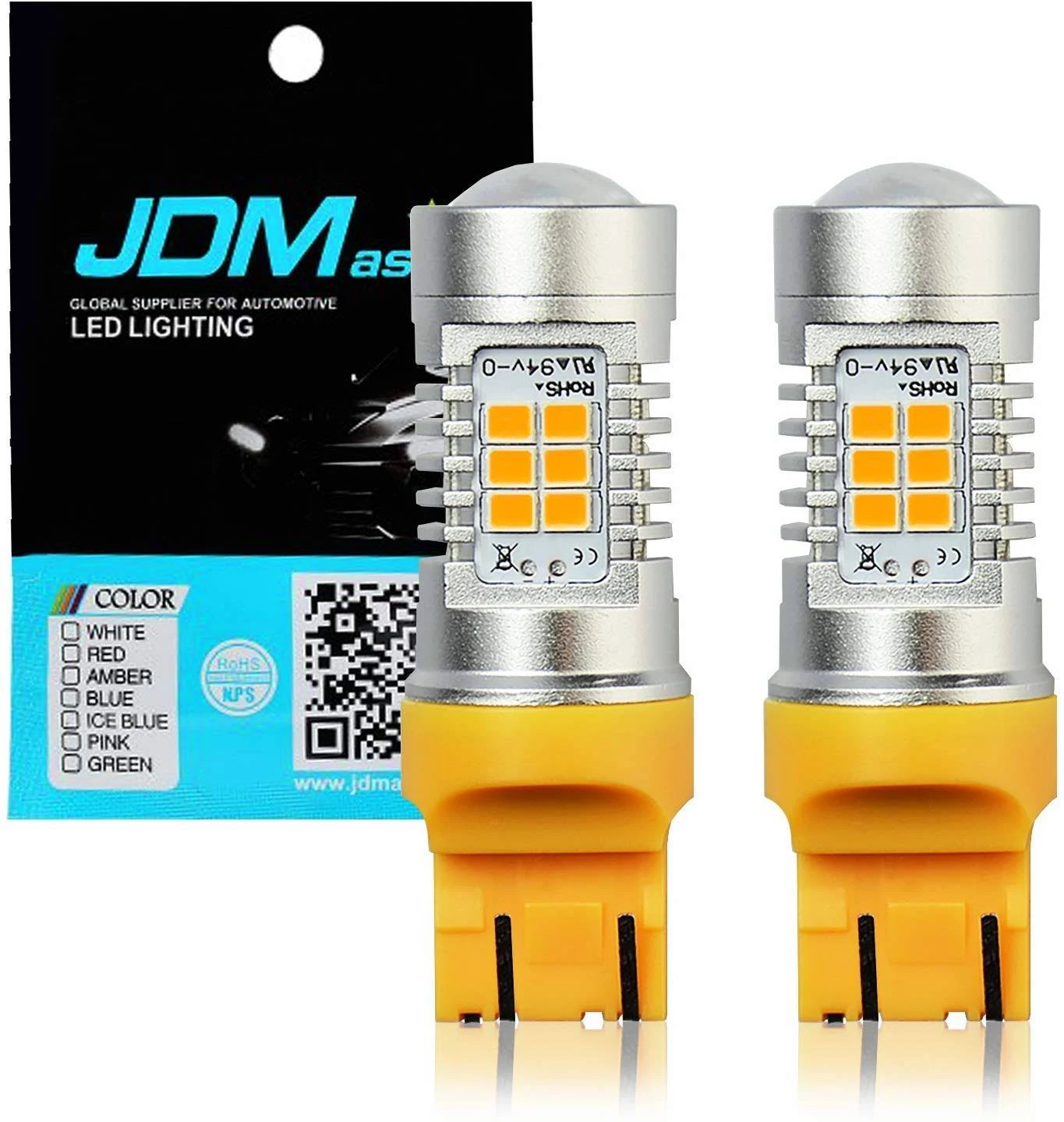 JDM Astar 1260 Lumens Extremely Bright PX Chips 7440 7441 7443 7444 Amber Yellow Turn Signal LED Bulbs