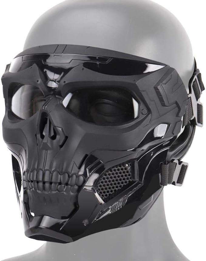 JFFCESTORE Tactical Mask Protective Full Face Clear Goggle Skull Mask Dual Mode ...