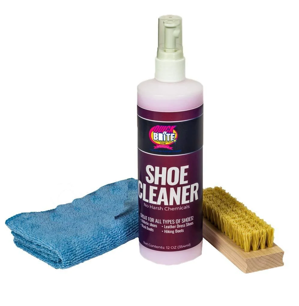 Quick ’n Brite Shoe Cleaner Kit for Sneakers, Boots, Dress Shoes | + Cloth 12 oz