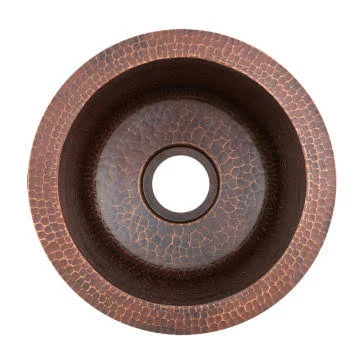 Premier Copper Products BR10DB2 10-Inch Round Hammered Copper Bar Sink w/ 2-Inch ...