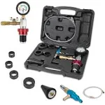 Coolant Vacuum Refill Kit Time-saving Vacuum Coolant Refill Kit Well-sealed Cooling System Vacuum Purge & Refill Kit with Pressure Gauge, 5 Sizes Adapters, Long Coolant Filling Hose for All Vehicles