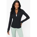 Yogalicious Womens Nude Tech POLYGIENE Jetsetter Full Zip Performance Jacket - Black - Large