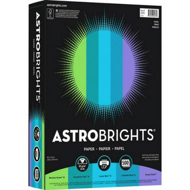 Astrobrights Color Paper - &#034;Cool&#034; Assortment, 24 lb Bond Weight, 8.5 x 11,