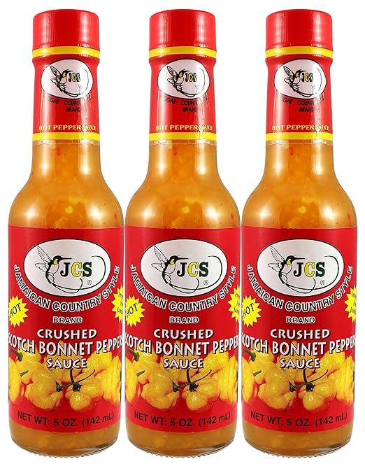 JCS Hot Scotch Bonnet Pepper Sauce (Pack of 3), 5 oz Jars