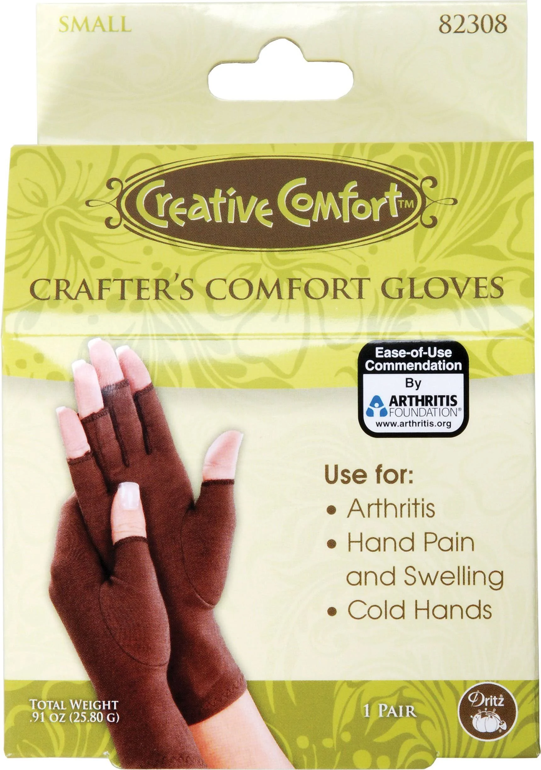 Dritz Crafters Comfort Glove-Small, Brown