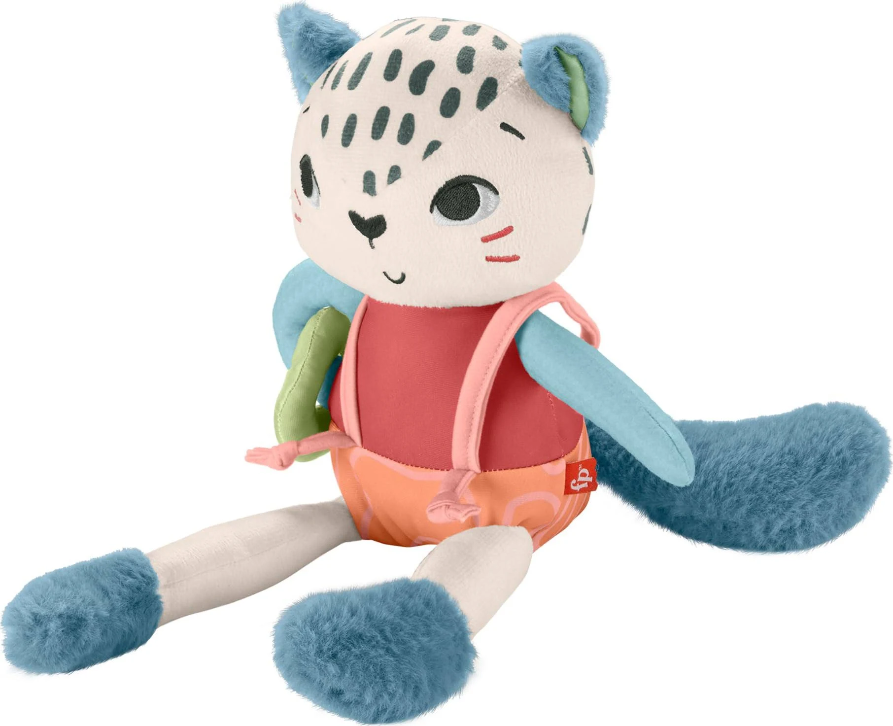 Fisher-Price Baby Toy Planet Friends Spotting Fun Snow Leopard Plush with Sensory Activities for Newborns Ages 3+ Months