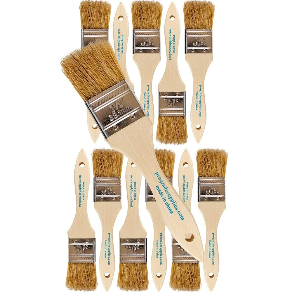 Vermeer Chip Paint Brushes - 12-Pack - 1.5" Chip Brushes for Paints, Stains, Varnishes, Glues, & Gesso - Home Improvement - Interior & Exterior Use