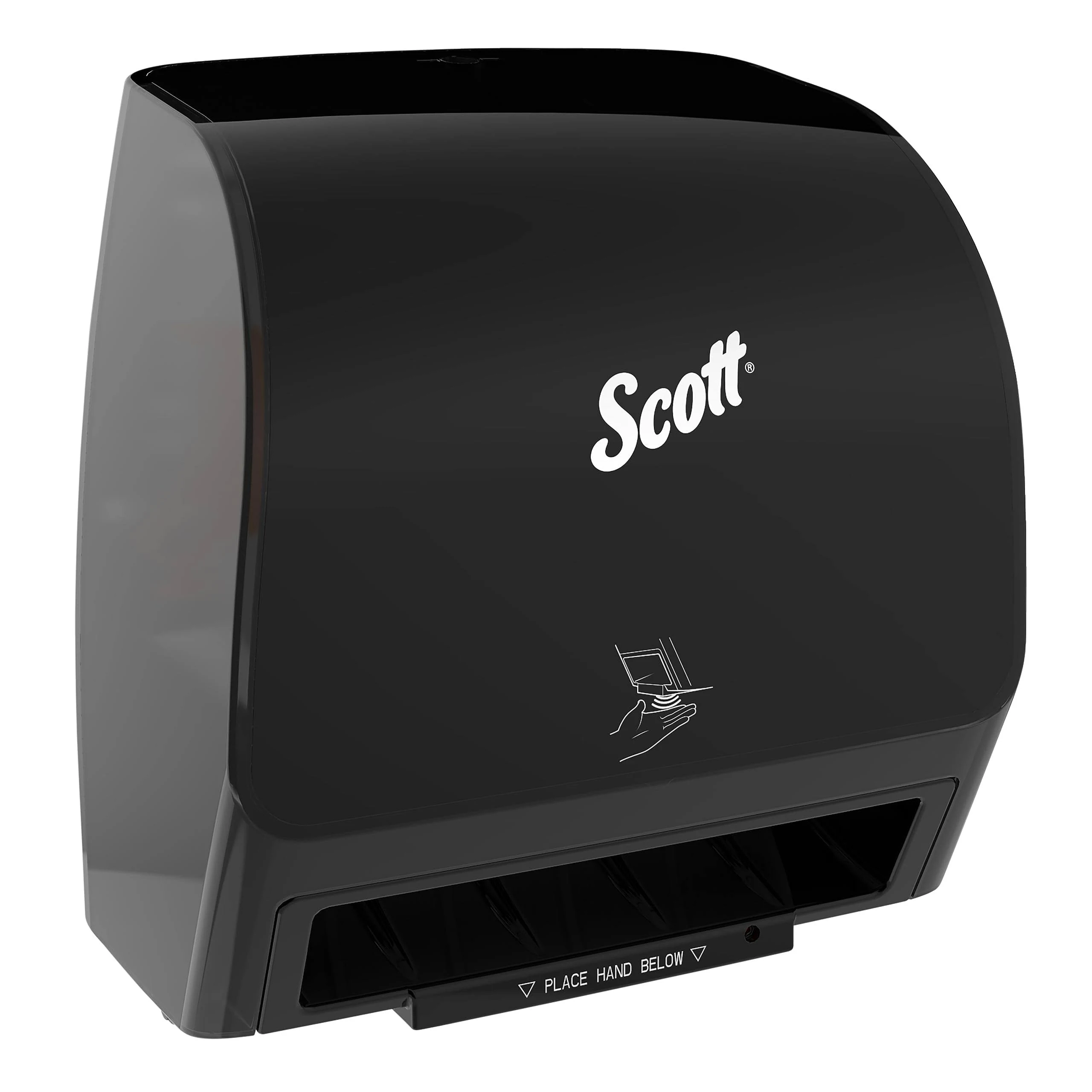 Scott® Slimroll Manual Towel Dispensers (47092), Black, for Orange Core Scott® Slimroll Towels, 12.65" x 13.02" x 7.18" (Qty 1)