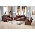 Betsy Furniture Power Reclining Bonded Leather Living Room Set, Brown