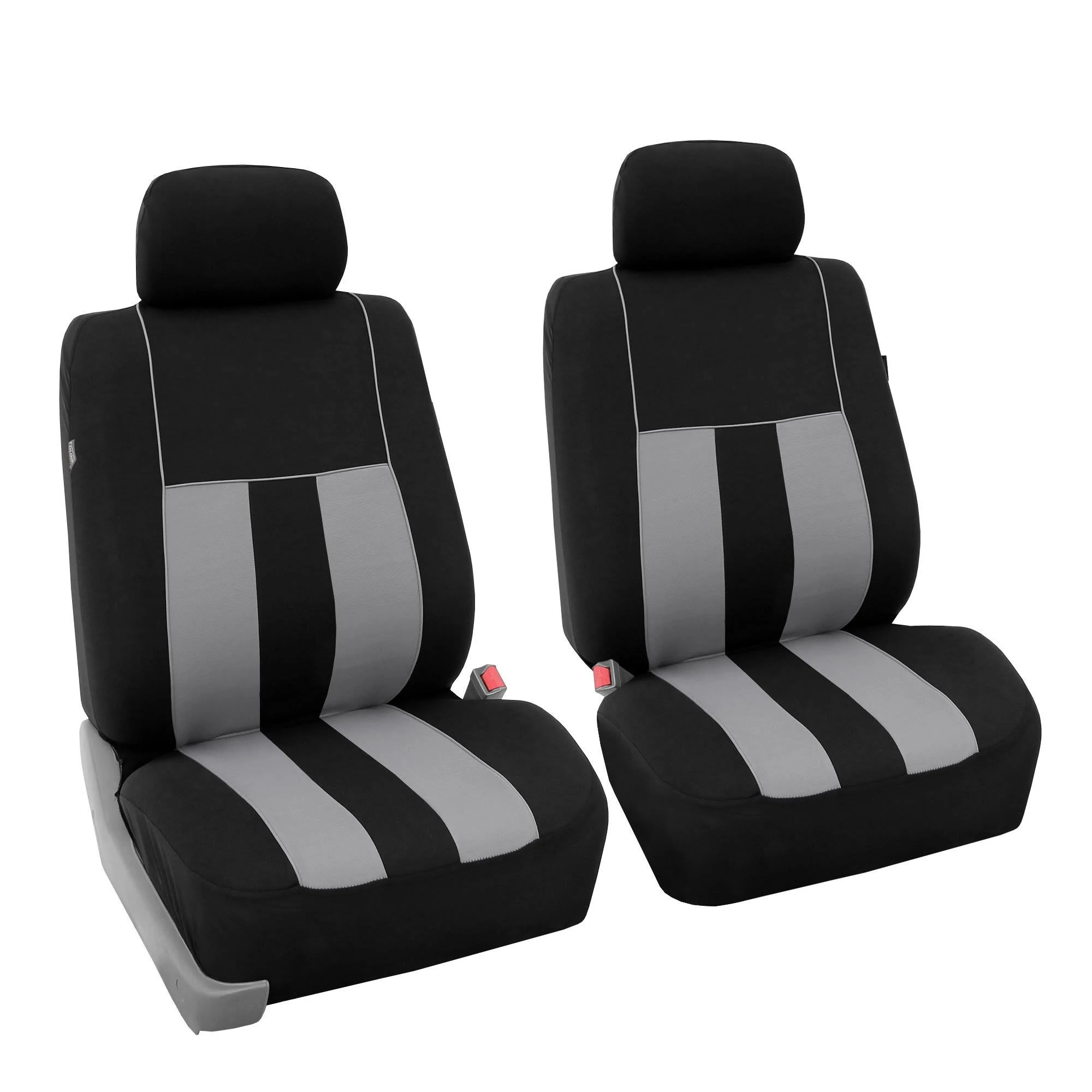 FH Group Car Seat Covers Front Set Cloth - Seat Covers for Low Back Car Seats with Removable Headrest,Universal Fit,Automotive Seat Cover,Airbag Compatible Car SeatCover for SUV,Sedan,Van Gray