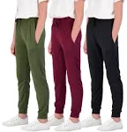 Real Essentials 3 Pack: Girls' Lounge Joggers Soft Athletic Performance Casual Sweatpants(Ages 7-16)