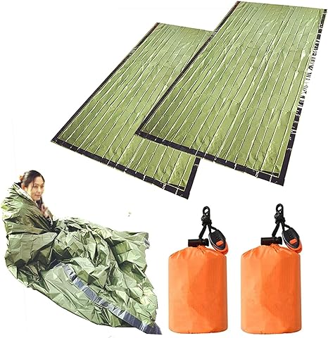 2pcs Emergency Sleeping Bag, Lightweight Survival Sleeping Bags Thermal Bivvy...