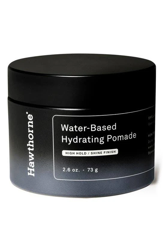 Hawthorne Natural Hydrating Hair Pomade. Strong Hold and Shine Finish for All-Day Style. Water-Based with Natural Biotin and Glycerin. 2.6 oz.