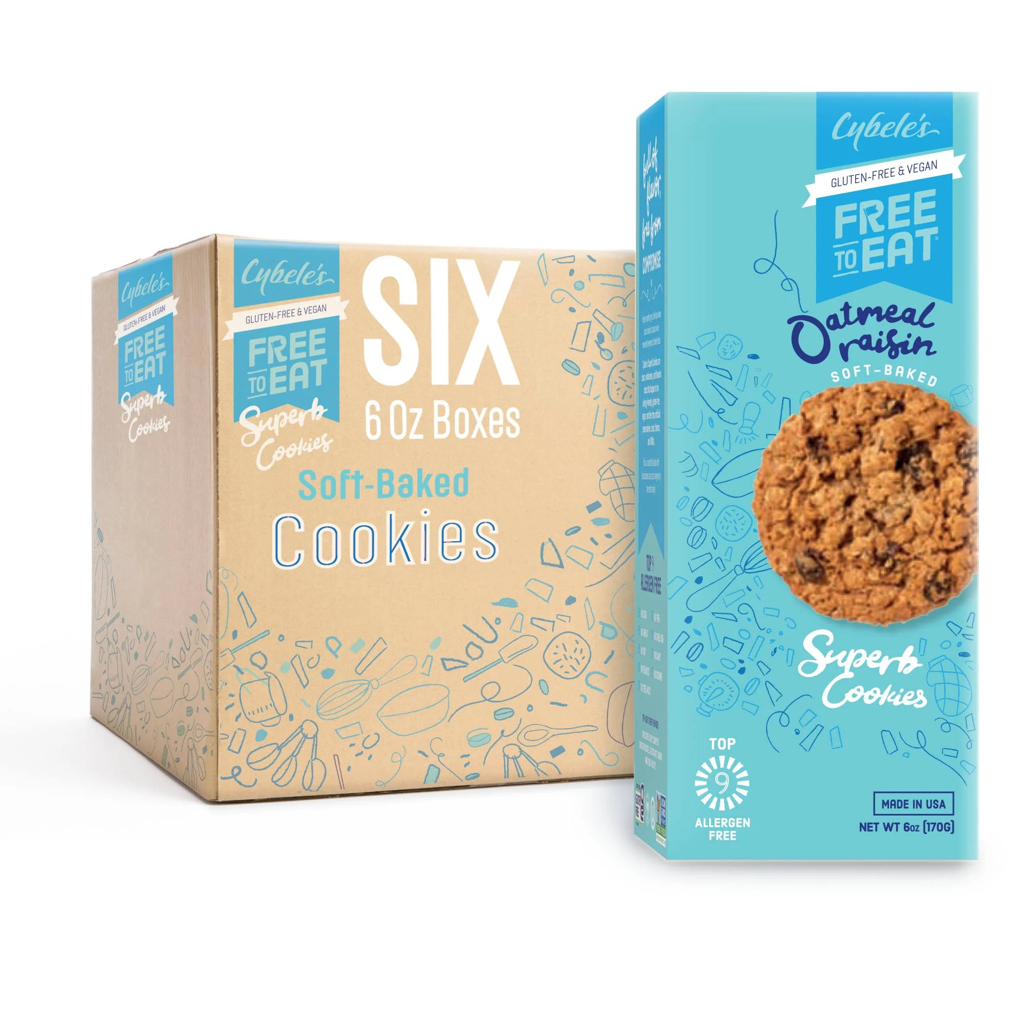 Cybele's Free to Eat , Oatmeal Raisin, 6 Ounce Box (Pack of 6)