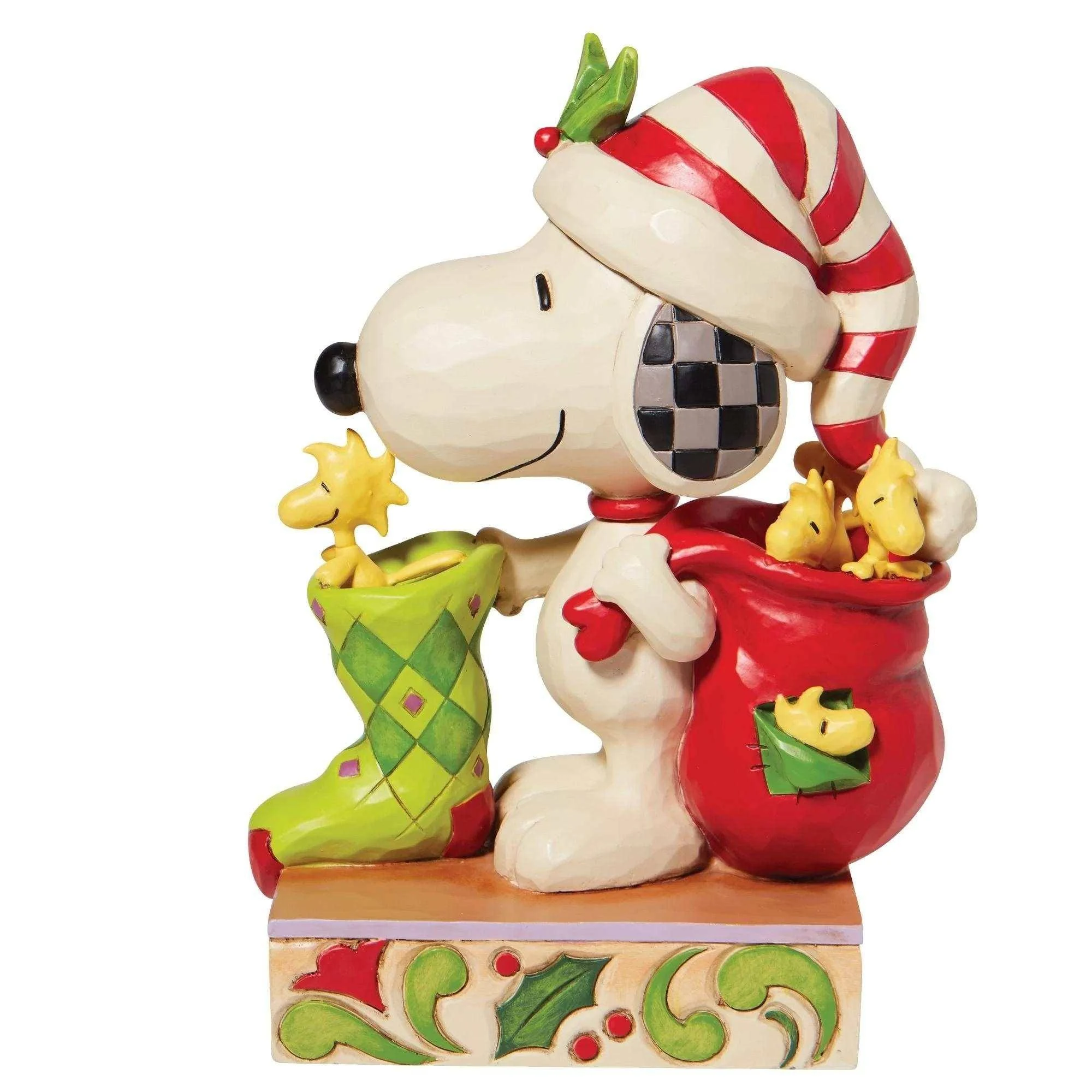 Enesco Peanuts Snoopy with Stocking and Woodstock Figurine