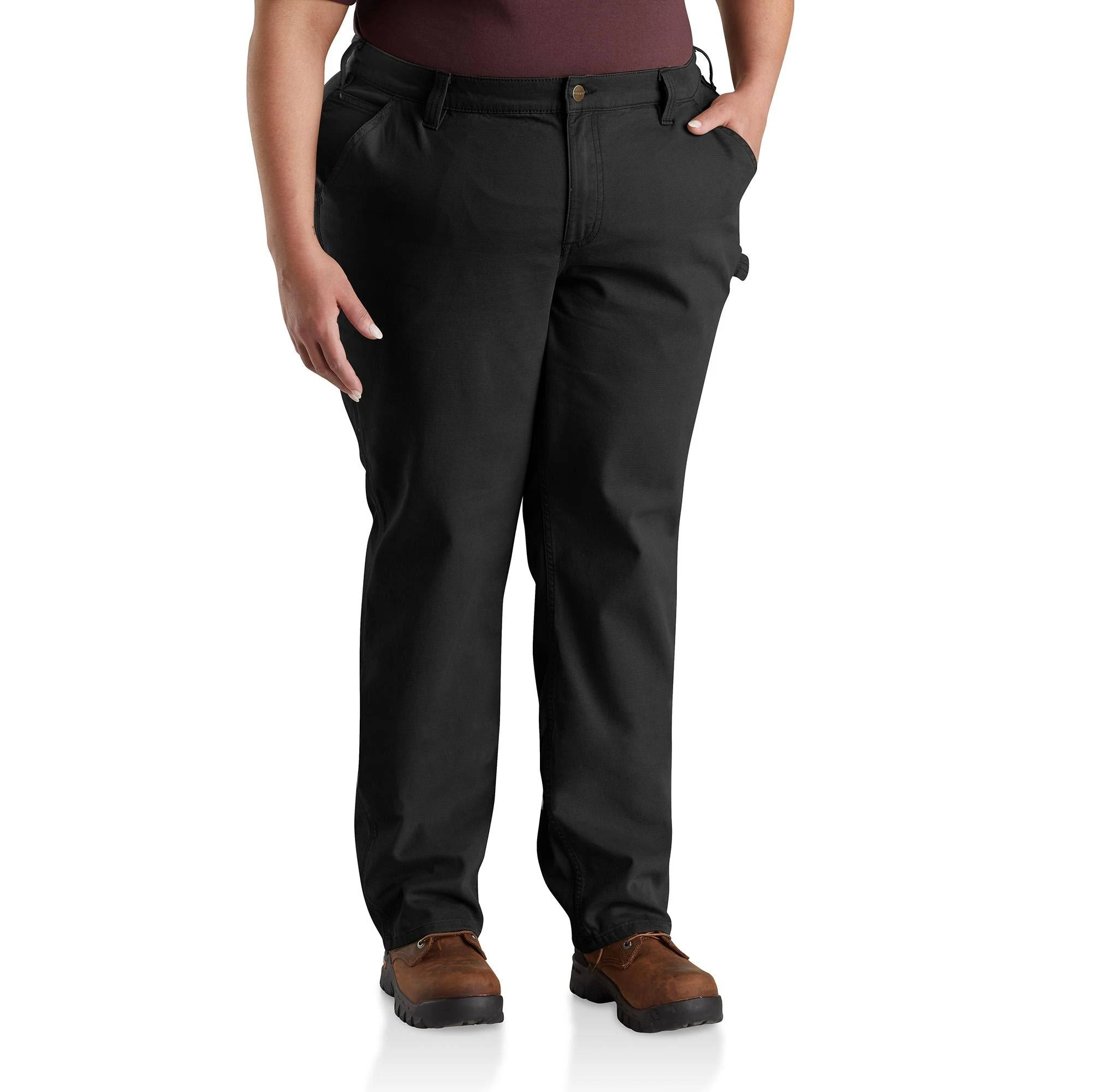 Carhartt Women&#039;s Rugged Flex Loose Fit Canvas Work Pant Black Size 22W BN2080-W