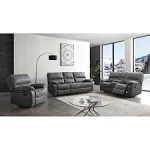 Betsy Furniture Microfiber Reclining Sofa Couch Set Living Room Set 8007 (Grey, Sofa+Loveseat+Recliner)