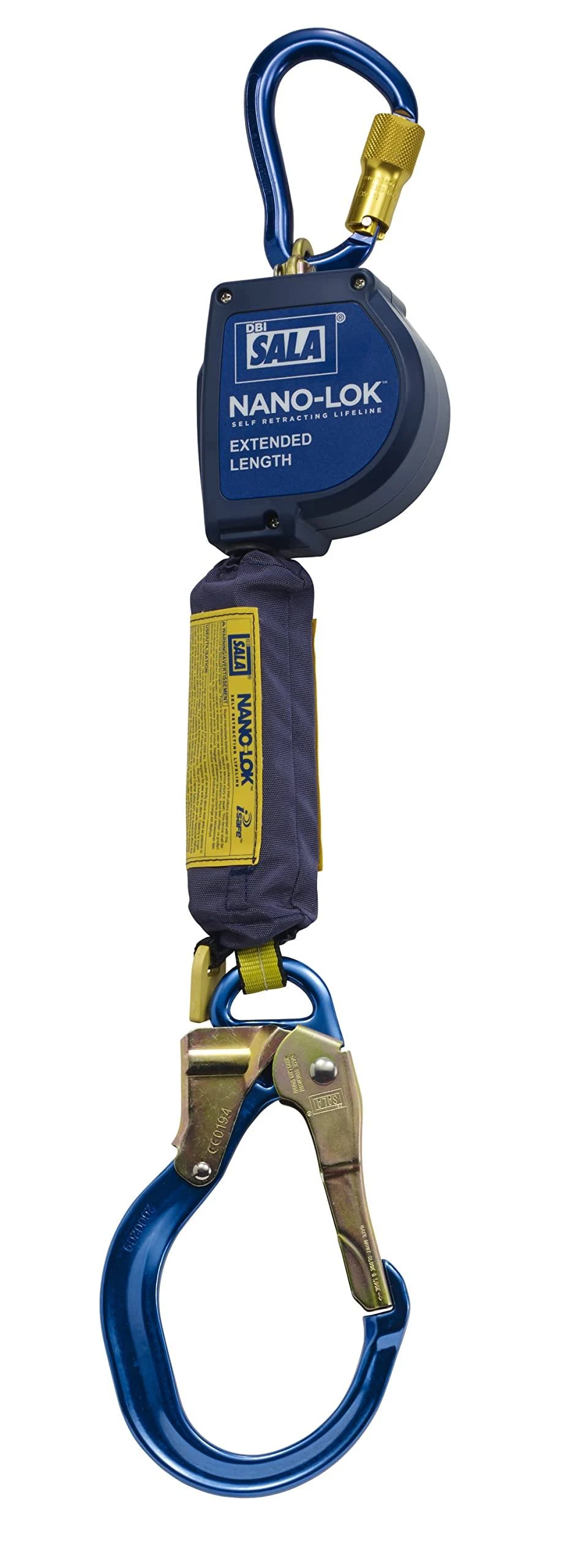 3M Nano-Lok Extended 3101590 Fall Arrest Safety Clip 9-Ft Extended Length, Single Leg, Quick Connect Harness Mounting & Aluminum Rebar End