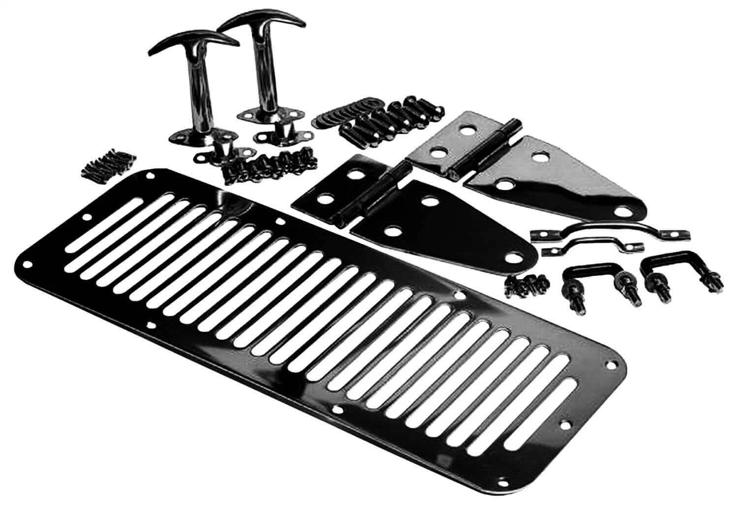 Rampage Jeep Complete Hood Kit; Black Wrangler 7699 YJ