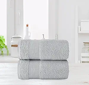 Chic Home Luxurious 2-Piece 100% Pure Turkish Cotton Bath Sheet Towels, 34"x68", Ultra-Soft, Highly Absorbent, Jacquard Weave Design, Hypoallergenic, Long-Lasting, Oeko-TEX Certified Set, Grey