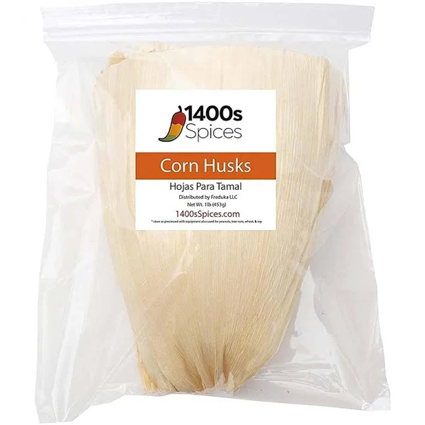 1lb Corn Husks for Mexican Tamales (Large and Small Tamale Wrappers), Hojas de Maiz Para Tamal by 1400s Spices