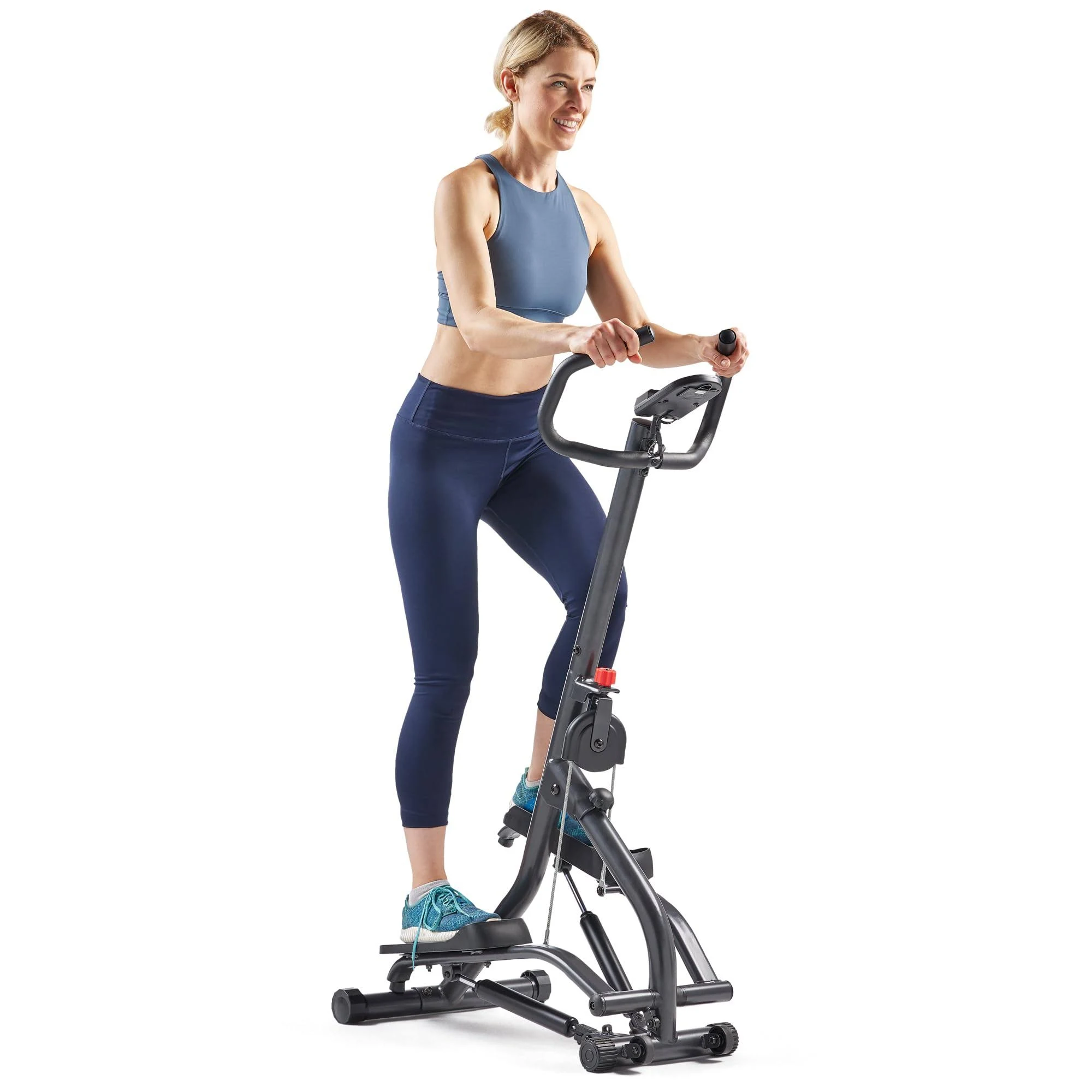 Sunny Health & Fitness Stair Stepper w/Handlebar, Extended Step Range Machine for Climbing Exercise, Compact, Height-Adjustable, Low-Impact & Free SunnyFit® App Enhanced Bluetooth Connectivity