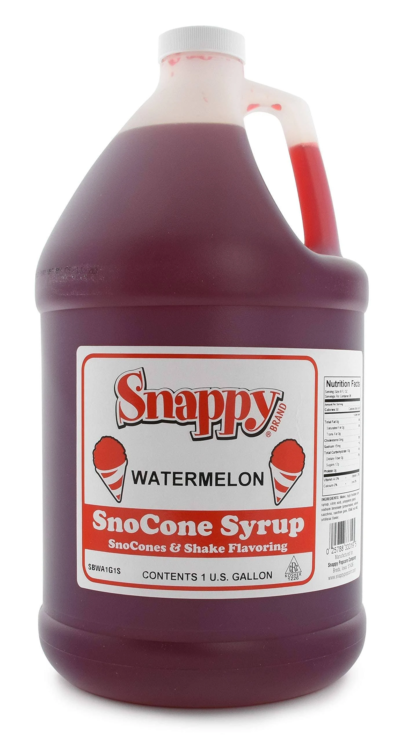 Snappy Popcorn Snappy Snow Conce Syrup 1 Gallon, Watermelon, 11 Pound