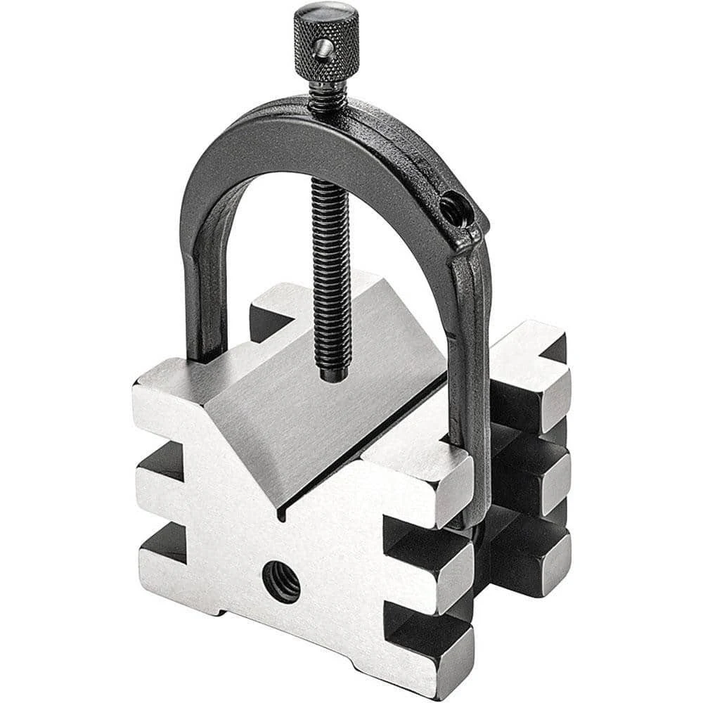 Starrett 568A V-Block and Clamp, 2" (50mm) Dia. Round; 1-7/16" (36mm) Square (1-9/16" (40mm) with Screw at Top) Capacity