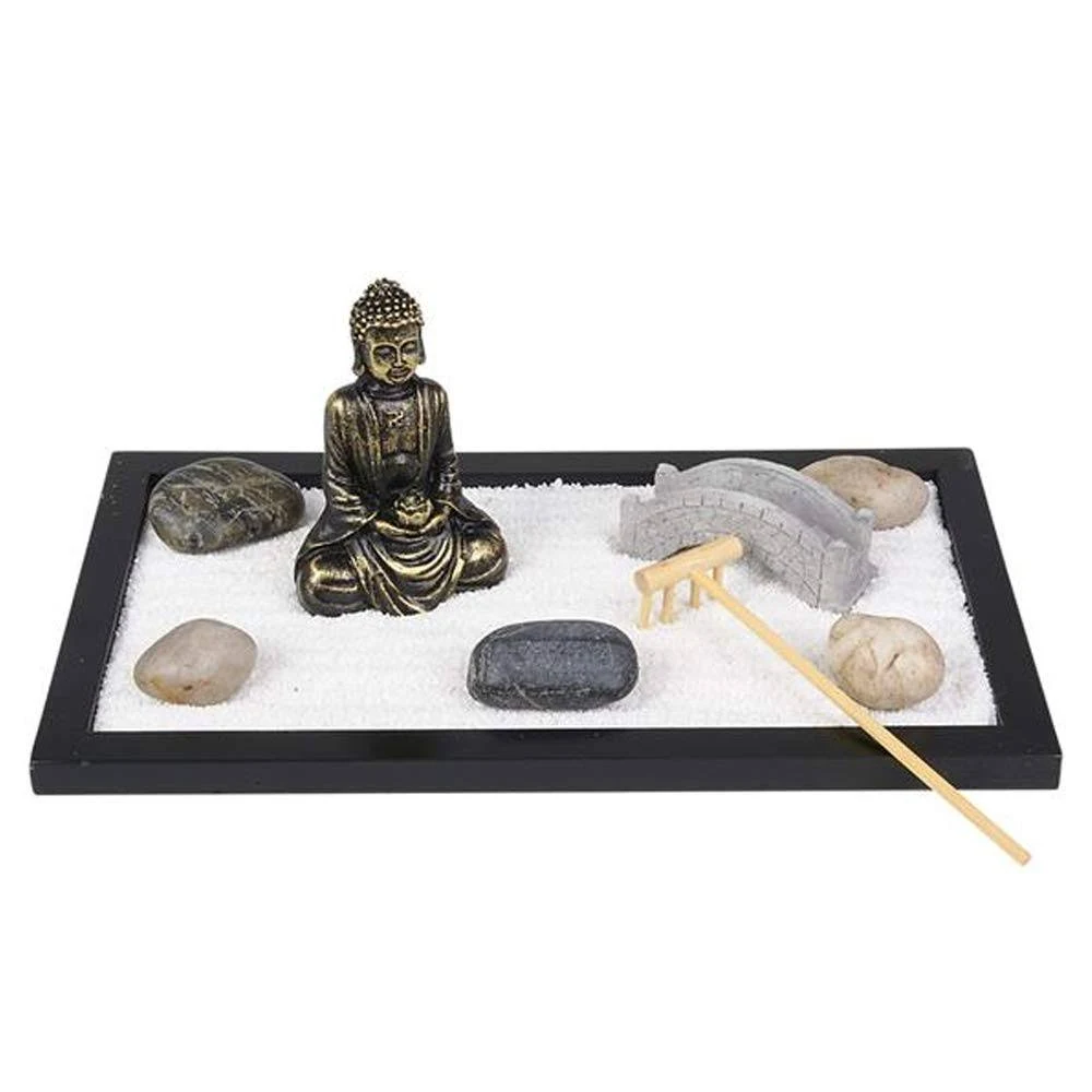 ArtCreativity Mini Zen Garden with Buddha Statue, Rake, Sand, Bridge and Rocks- 11 Inch x 6.5 Inch- Home, Office Desk, and Living Room Table Top Decor- Stress Reliever, Meditation, Relaxation Gift