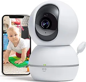 Smart Home Pet and Baby Monitor with Camera, 1080p Wireless Wi-Fi Camera with Motion and Sound Alert White