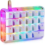 Koolertron One Handed Macro Mechanical Keyboard, RGB LED Backlit Portable Mini One-Handed Mechanical Gaming Keypad 23 Fully Programmable Keys (RGB Backlit/Blue switches)