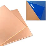 Chudeng 2 Pcs 99.9%+ Pure Copper Sheet, 6" x 6", 24 Gauge Thickness, 153 x 153 x 0.5mm, No Scratches, Film Attached Copper Plates