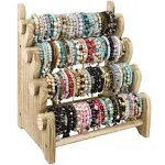 Ikee Design Wooden 4 Tier Jewelry Display Bracelet Bangle Scrunchie Holder Stand for Store and Home Organization, Wash White Color