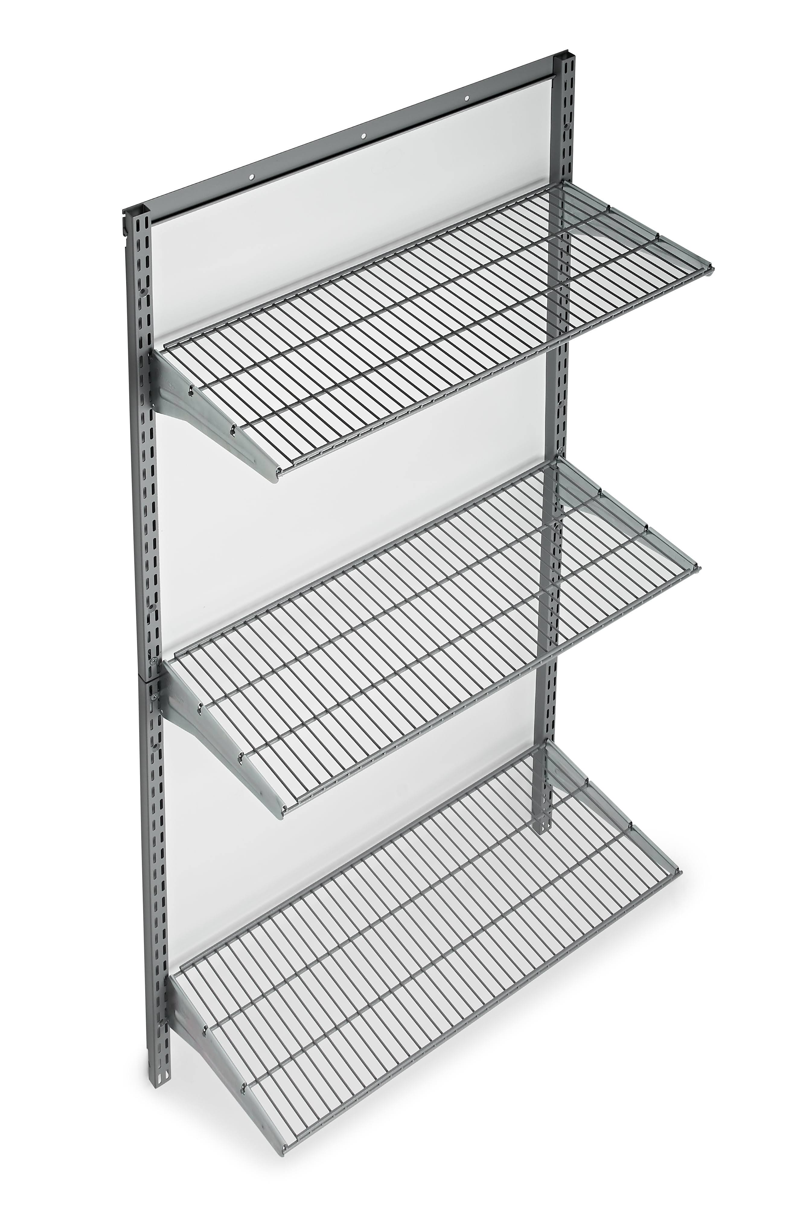 16 in. x 63 in. Steel Garage Wall Shelving in Gray