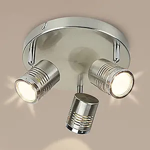 Depuley Industrial Track Light LED Directional Ceiling Spot Light, Indoor Round Ceiling Spot Lighting Fixture 3-Light for Kitchen/Dining Room/Hallway/Bedroom/Picture Wall, Warm Light, 3 * 3W Gu10 Bulb