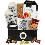 Coffee Gift Basket - Bistro Coffee Mug, Socks, Gourmet Coffee Snacks - Coffee Gifts for Men Women