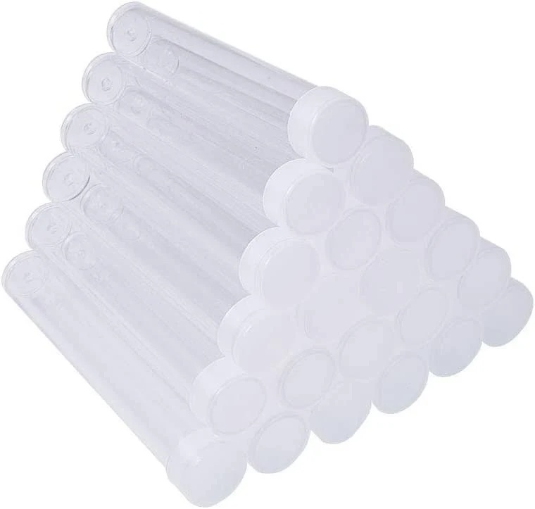 PH PandaHall 100pcs Clear Plastic Tube Bead Containers, Transparent Plastic Small Empty Storage Tubes Bead Container Set Organizers Boxes with Lid 15ml (75x13mm /2.9x0.5”)