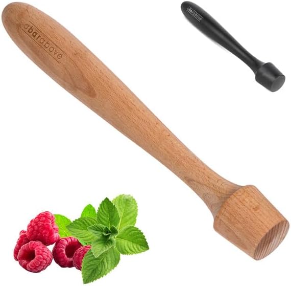 A Bar Above Wooden Muddler for Cocktails – 12-Inch-Long Cocktail Muddler Perfect for Crushing Fruit, Pressing Mint and Sugar Cubes – Mint Muddler for Mojitos – Essential Bar Tools for Cocktail Set